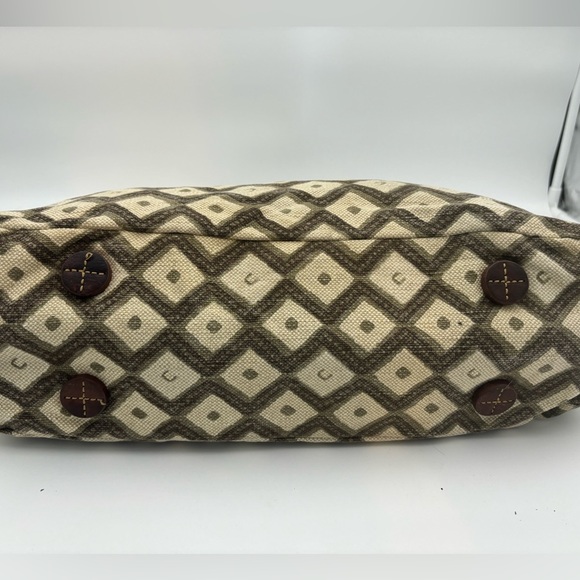 LIZ CLAIBORNE Linen Cotton Leather Trim Handbag - Picture 5 of 12